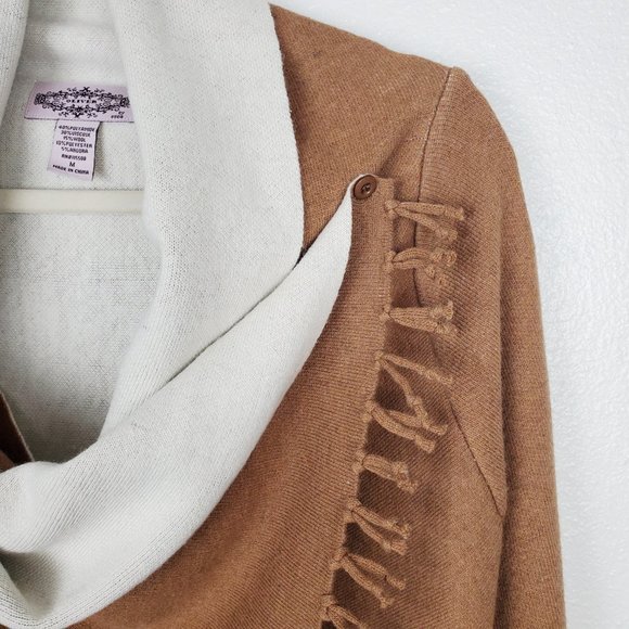 Oliver Boho Fringe Drape Cardigan Jacket Tan/Ivory - Picture 3 of 11